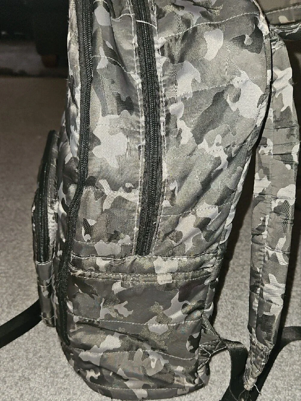 Kids Camo Quilted Backpack - Black/Grey